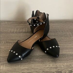 Report Black Women's Flats with Silver Studs